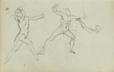 Tre studier av en bågskytt av Théodore Géricault