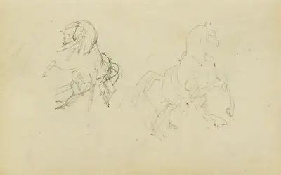 Två studier av en stegrande häst av Théodore Géricault