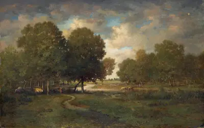En flod i en äng av Théodore Rousseau