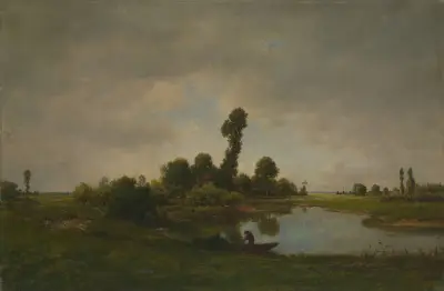 A River Landscape von Théodore Rousseau