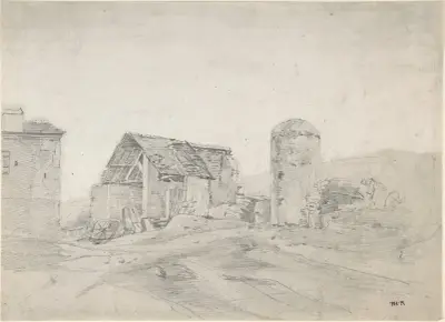 Gårdsplan i Normandie av Théodore Rousseau