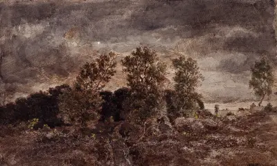 Landskap med åskväder av Théodore Rousseau