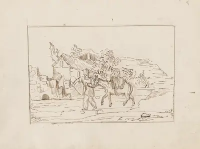 Man and Mule in a Landscape av Théodore Rousseau