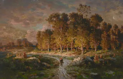 Bondkvinna på väg av Théodore Rousseau
