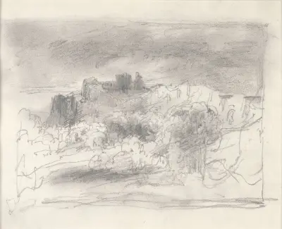 Ruined Castle on a Cliff von Théodore Rousseau