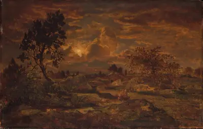Solnedgång nära Arbonne av Théodore Rousseau