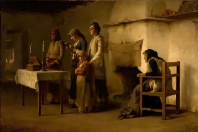 Gebet vor der Kommunion in Megara von Theodoros Ralli