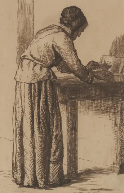 Gammal kvinna i arbete av Théodule Ribot