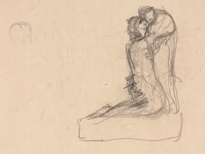 Sketch of Two Figures Embracing (verso) av Théodule Ribot