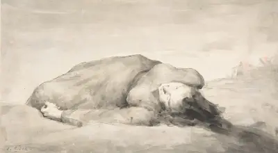 Krigsscen (En kvinnlig olyckshändelse) av Théodule Ribot