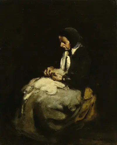 Kvinna som syr av Théodule Ribot