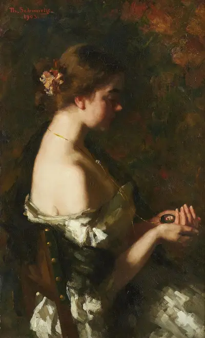 Verloren. Mädchen mit einem Medaillon av Thérèse Schwartze
