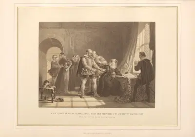 Mary Queen of Scots compelled to sign her Abdication, 1567 – Sir William Allan av Thomas Archer