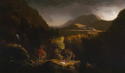 Landscape with Figures; A Scene from ‘The Last of the Mohicans’ av Thomas Cole