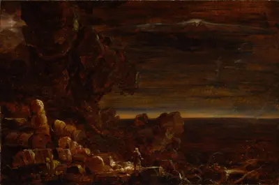 The Pilgrim of the World at the End of His Journey (study for the series, The Cross and the World) av Thomas Cole