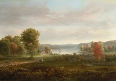 View on the Hudson in Autumn av Thomas Doughty
