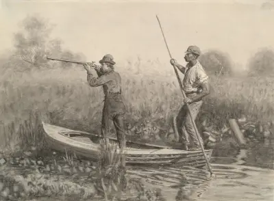 Studie für Rail Shooting from a Punt von Thomas Eakins