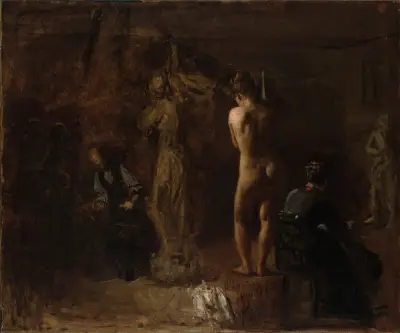 William Rush beim Schnitzen seiner allegorischen Figur des Schuylkill River, Studie von Thomas Eakins