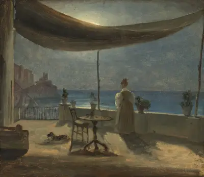 A Terrace in Amalfi in Moonlight av Thomas Fearnley