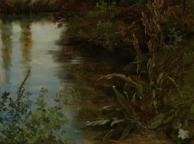 Studie av vatten och växter av Thomas Fearnley