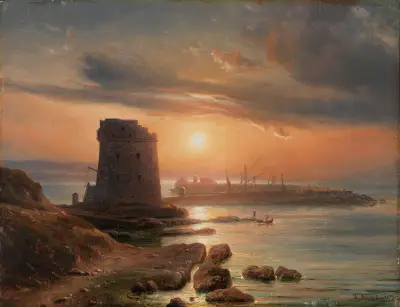 The Harbour in Agrigento av Thomas Fearnley