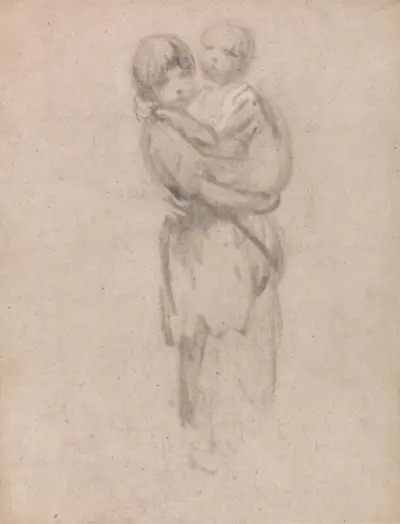 A Young Girl Holding a Child av Thomas Gainsborough