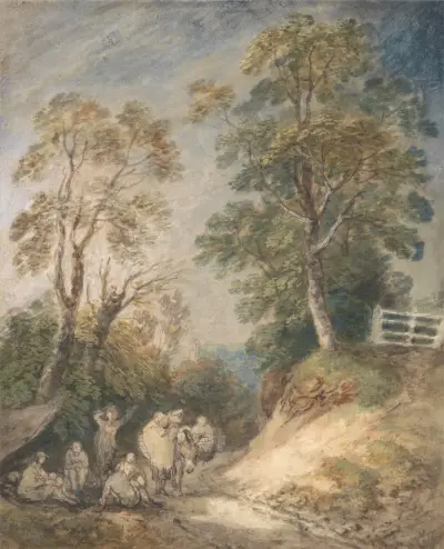 Country Lane with Gypsies Resting av Thomas Gainsborough
