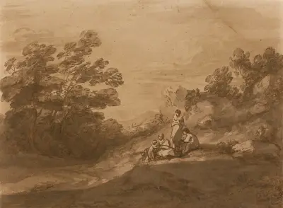 Figures Resting In A Woodland Landscape av Thomas Gainsborough