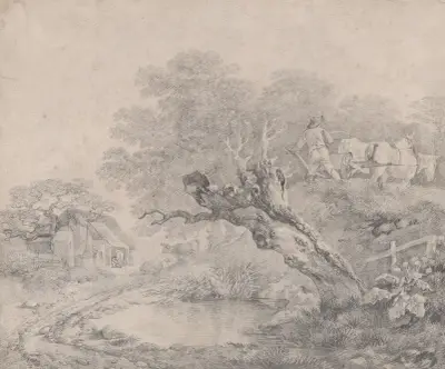 Landscape with a Decayed Willow over a Pool av Thomas Gainsborough