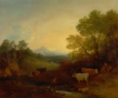 Landscape with Cattle – nr 1 av Thomas Gainsborough
