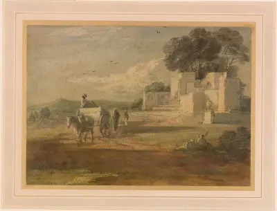 Landscape with Horse and Cart, and Ruin av Thomas Gainsborough