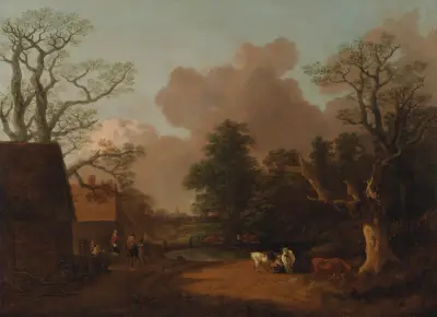 Landscape with Milkmaid av Thomas Gainsborough