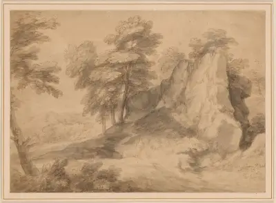 Rocky Wooded Landscape with Figures av Thomas Gainsborough