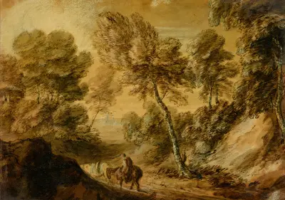 Wooded Landscape with Horseman and Pack Horse av Thomas Gainsborough