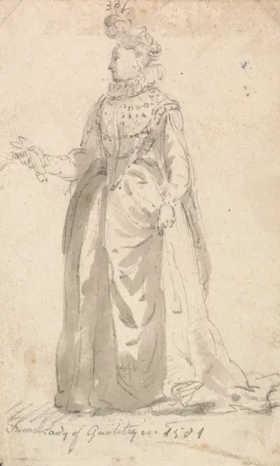 Figure Costume Study; French Lady of Quality in 1501, Thomas Girtin