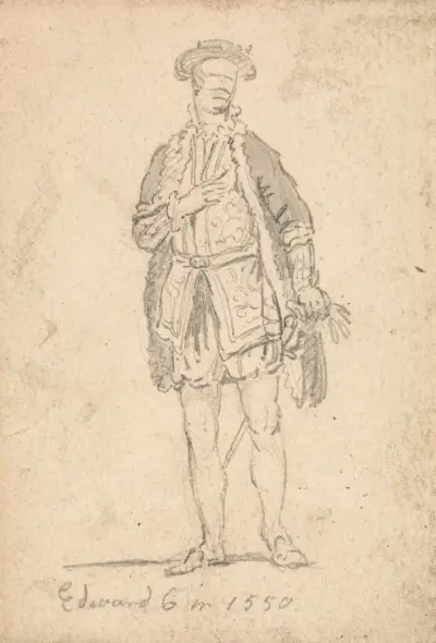 Kostümstudie für Edward VI. 1550 von Thomas Girtin