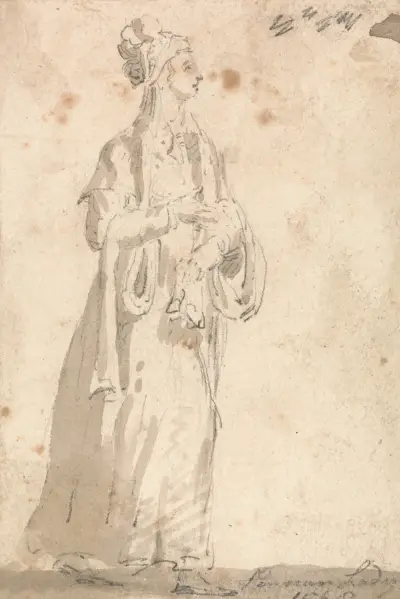 Figure Costume Study; Persian Lady in 1568 av Thomas Girtin