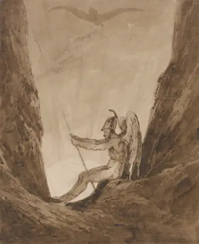 The Archangel Gabriel Awaiting Night av Thomas Girtin