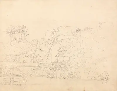 Tonbridge Bridge and Castle, Kent av Thomas Girtin