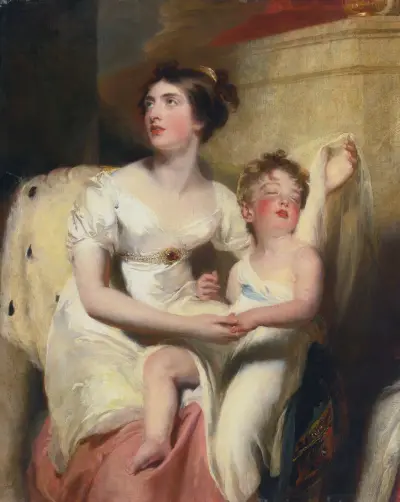 Anne, countess of Charlemont and her son James av Sir Thomas Lawrence
