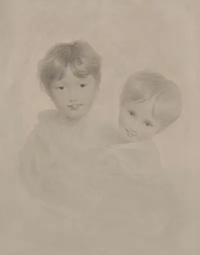 Portrétní skica dvou malých chlapců v objetí, Sir Thomas Lawrence