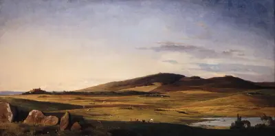 Zealand Landscape. View from Bjerresø Mark towards Vejrhøj and Dragsholm Manor av Johan Thomas Lundbye