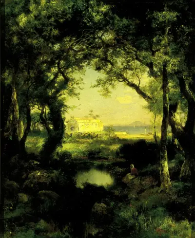 A Mexican Hacienda, Lake Cuitzeo av Thomas Moran