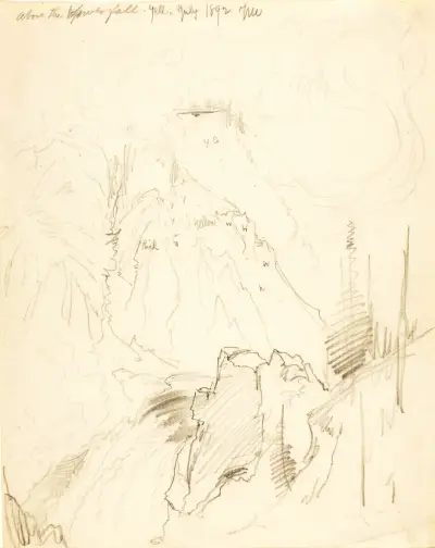 Ovanför det lägre fallet, Yellowstone av Thomas Moran