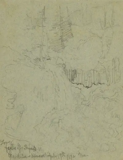 Lower Falls of the South Fork, Gardiner’s River av Thomas Moran
