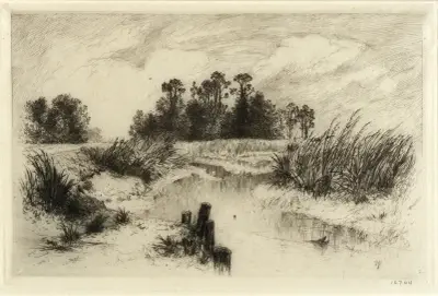 Near Easthampton, L.I. (Passaic Meadows) av Thomas Moran