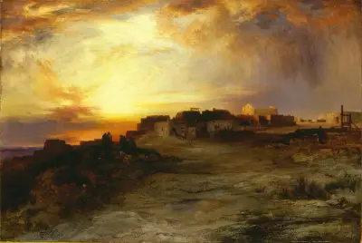 Pueblo at Sunset (Laguna) av Thomas Moran