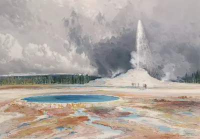 The Castle Geyser, Upper Geyser Basin, Yellowstone National Park, Thomas Moran