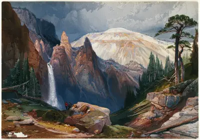 Tower Falls and Sulphur Mountain, Yellowstone av Thomas Moran