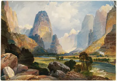 Dal av porlande vatten, södra Utah av Thomas Moran